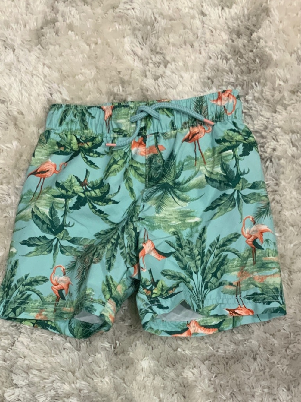 Old Navy Boys Light Blue Flamingo Swim Trunks